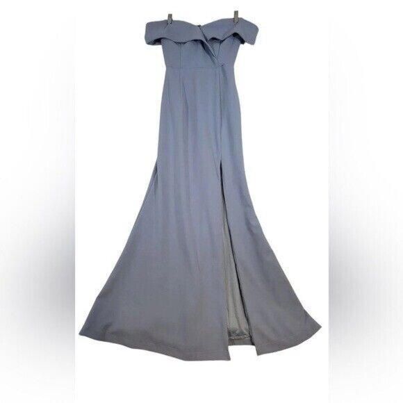 LULU’S Song of Love Blue Grey Off-the-Shoulder Maxi Dress Size XS - Picture 6 of 10
